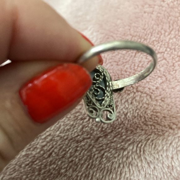 Russian vintage fligree hand painted on porcelain-finift enamel-ring, size 7-7,5 - Picture 10 of 11